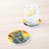 Dessous De Verre En Grès Van Gogh Style Chat Sunset Beach (Côté)