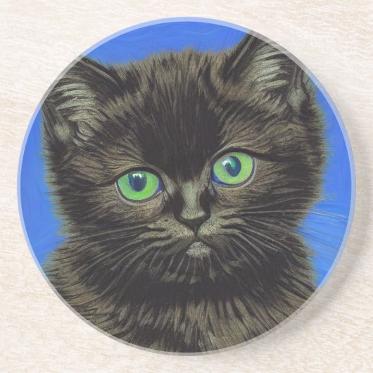 Dessous De Verre En Grès Van Gogh Style Kitten noir (Devant)