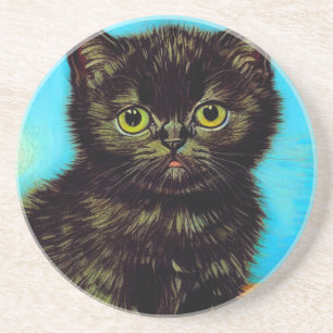 Dessous De Verre En Grès Van Gogh Style Pouting Kitten