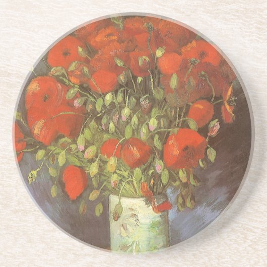 Dessous De Verre En Grès Vase avec des coquelicots rouges de Vincent van Go (Devant)