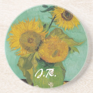 Dessous De Verre En Grès Vase avec trois tournesols, Vincent van Gogh