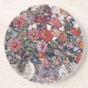 Dessous De Verre En Grès Vase de fleurs, Zinnias par Maurice Prendergast