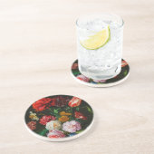 Dessous De Verre En Grès Vase de verre avec des fleurs (Côté)