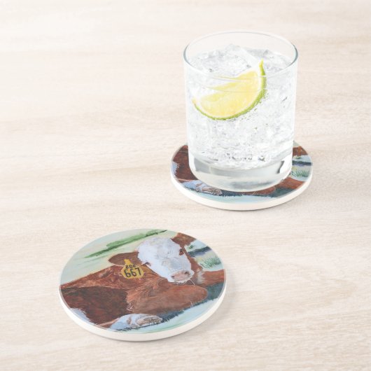 Dessous De Verre En Grès Veau de Hereford (Côté)