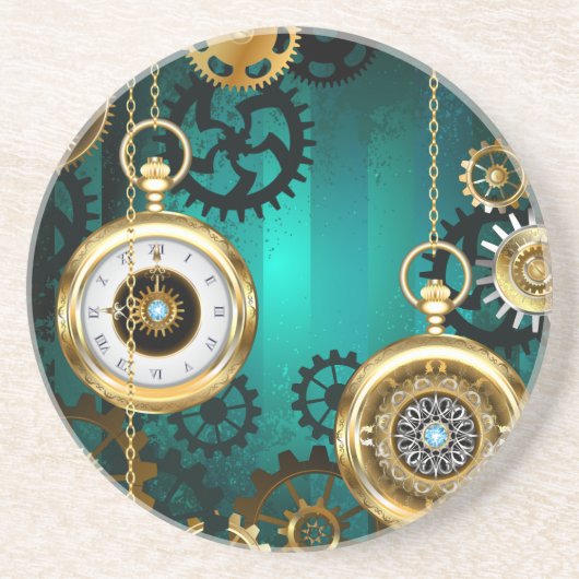 Dessous De Verre En Grès Veille bijoux Steampunk sur un Arrière - plan vert (Devant)