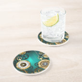 Dessous De Verre En Grès Veille bijoux Steampunk sur un Arrière - plan vert (Côté)