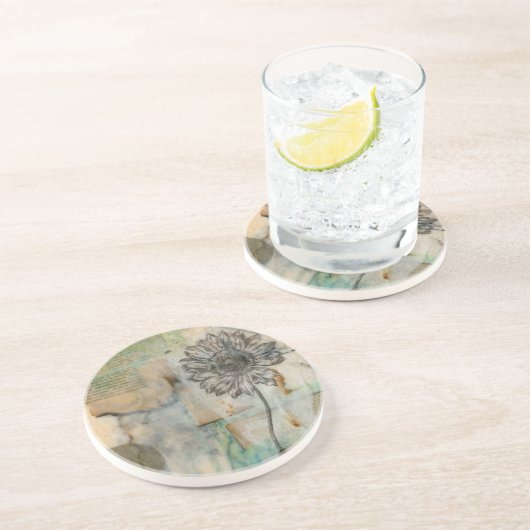 Dessous De Verre En Grès Vellum Floral I (Côté)