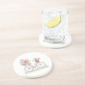 Dessous De Verre En Grès Vélo avec des fleurs (Côté)