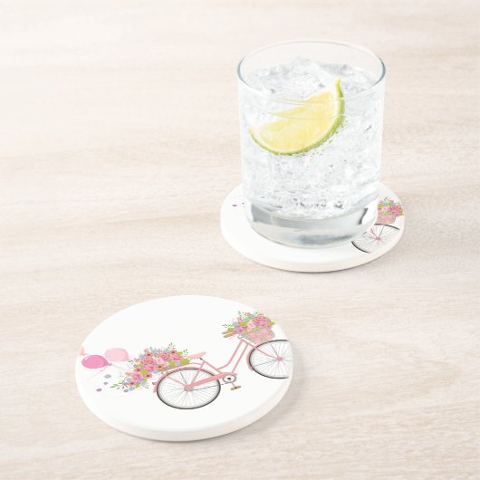 Dessous De Verre En Grès Vélo Whimsical Rose (Côté)