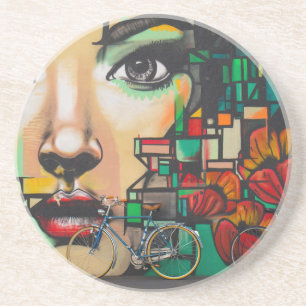 Dessous De Verre En Grès Vélos sur le mur de Graffiti
