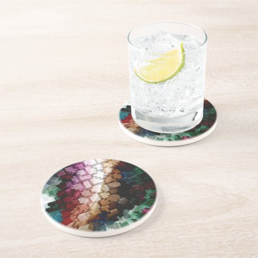 Dessous De Verre En Grès Vent foncé centré sur le cube (Côté)