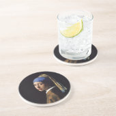 Dessous De Verre En Grès Vermeer Girl Pearl Élevant Masterpiece Peinture (Côté)