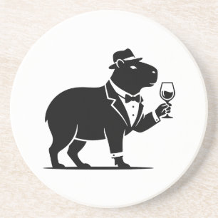 Dessous De Verre En Grès Verre à vin capybara drôle minimaliste moderne