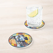 Dessous De Verre En Grès Verre Doux Tissu Grand Chien Danse (Côté)