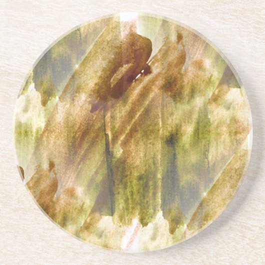 Dessous De Verre En Grès vert d'art, arrière - plan brun de peinture de (Devant)