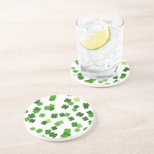 Dessous De Verre En Grès Vert émeraude «Trèfles qui tombent» (Côté)