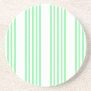 Dessous De Verre En Grès Vert et blanc cinq bandes motif