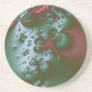 Dessous De Verre En Grès Vert métallique avec rose