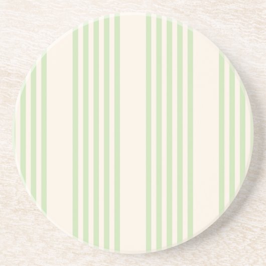 Dessous De Verre En Grès Vert pâle et beige cinq rayures motif (Devant)