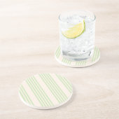 Dessous De Verre En Grès Vert pâle et beige cinq rayures motif (Côté)