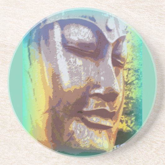 Dessous De Verre En Grès Vert visage bouddha (Devant)