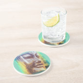 Dessous De Verre En Grès Vert visage bouddha (Côté)