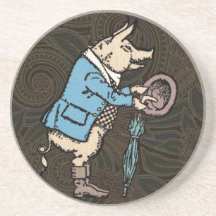 Dessous De Verre En Grès Veste de porc Piggy mignonne Formelle Antique