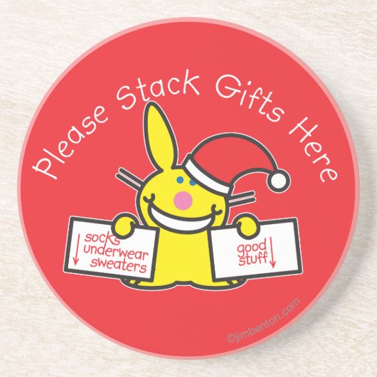 Dessous De Verre En Grès Veuillez empiler les cadeaux ici (Devant)