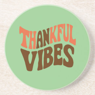 Dessous De Verre En Grès Vibes de gratitude Action de grâce Vintage Reconna