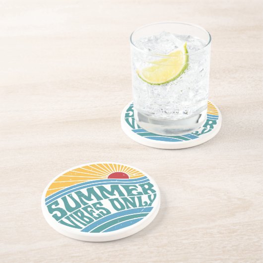 Dessous De Verre En Grès Vibes d'été rétro uniquement (Côté)