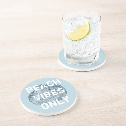 Dessous De Verre En Grès Vibes Plage Seulement Police Distante (Côté)