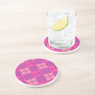 Dessous De Verre En Grès Vibrant Magenta Rose Carreaux Esthétique
