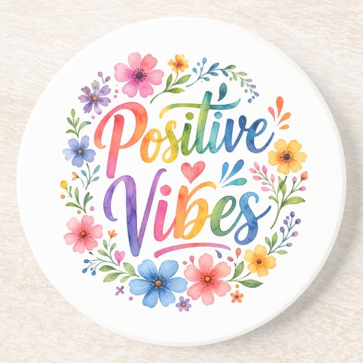 Dessous De Verre En Grès Vibrations Positives (Devant)