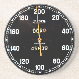 Dessous De Verre En Grès Vieille mesure de tachymètre d'une voiture de