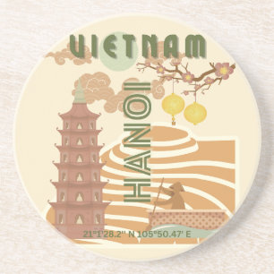 Dessous De Verre En Grès Vietnam Travel Art, Vintage