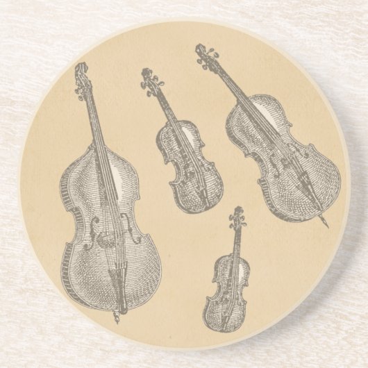 Dessous De Verre En Grès Vieux dessins au trait ficelés d'instruments (Devant)