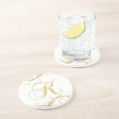Dessous De Verre En Grès Vignes d'or de la lettre K de monogramme (Côté)
