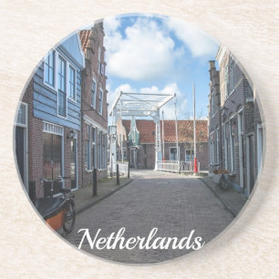 Dessous De Verre En Grès Village néerlandais avec pont traditionnel en bois