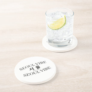 Dessous De Verre En Grès Ville coréenne Hangul Art "Séoul" Vibe Moderne