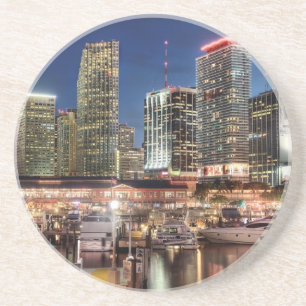 Dessous De Verre En Grès Ville d'horizon de Miami en Floride