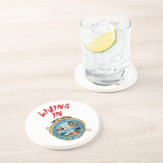 Dessous De Verre En Grès Ville d'Oregon (Côté)