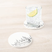 Dessous De Verre En Grès ville fabuleuse . artwork . noir et blanc (Côté)