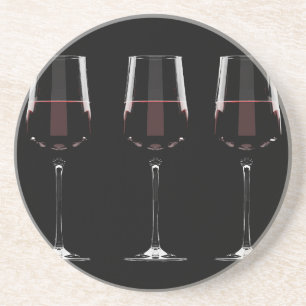 Dessous De Verre En Grès Vins avec vin rouge sur noir