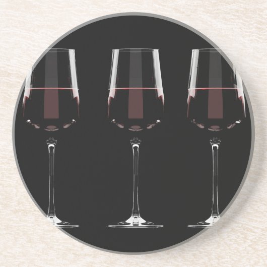 Dessous De Verre En Grès Vins avec vin rouge sur noir (Devant)