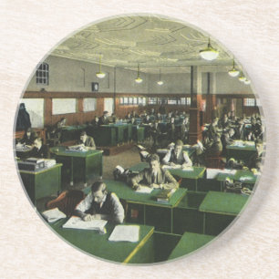 Dessous De Verre En Grès Vintage Business, Journalistes dans le bureau des 