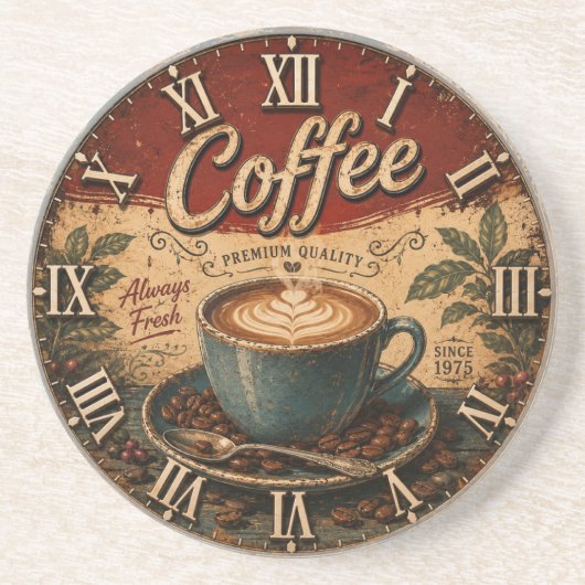 Dessous De Verre En Grès Vintage Coffee (Devant)