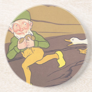 Dessous De Verre En Grès Vintage Fable d'Ésope L'oie qui pond l'oeuf d'or