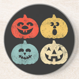 Dessous De Verre En Grès Vintage Halloween Citrouille Funny Retro Cadeau