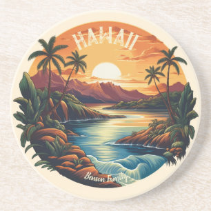 Dessous De Verre En Grès Vintage Hawaii Tropical Beach Travel