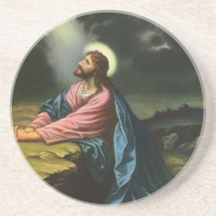 Dessous De Verre En Grès Vintage Jésus Christ prier, Jardin de Gethsémani